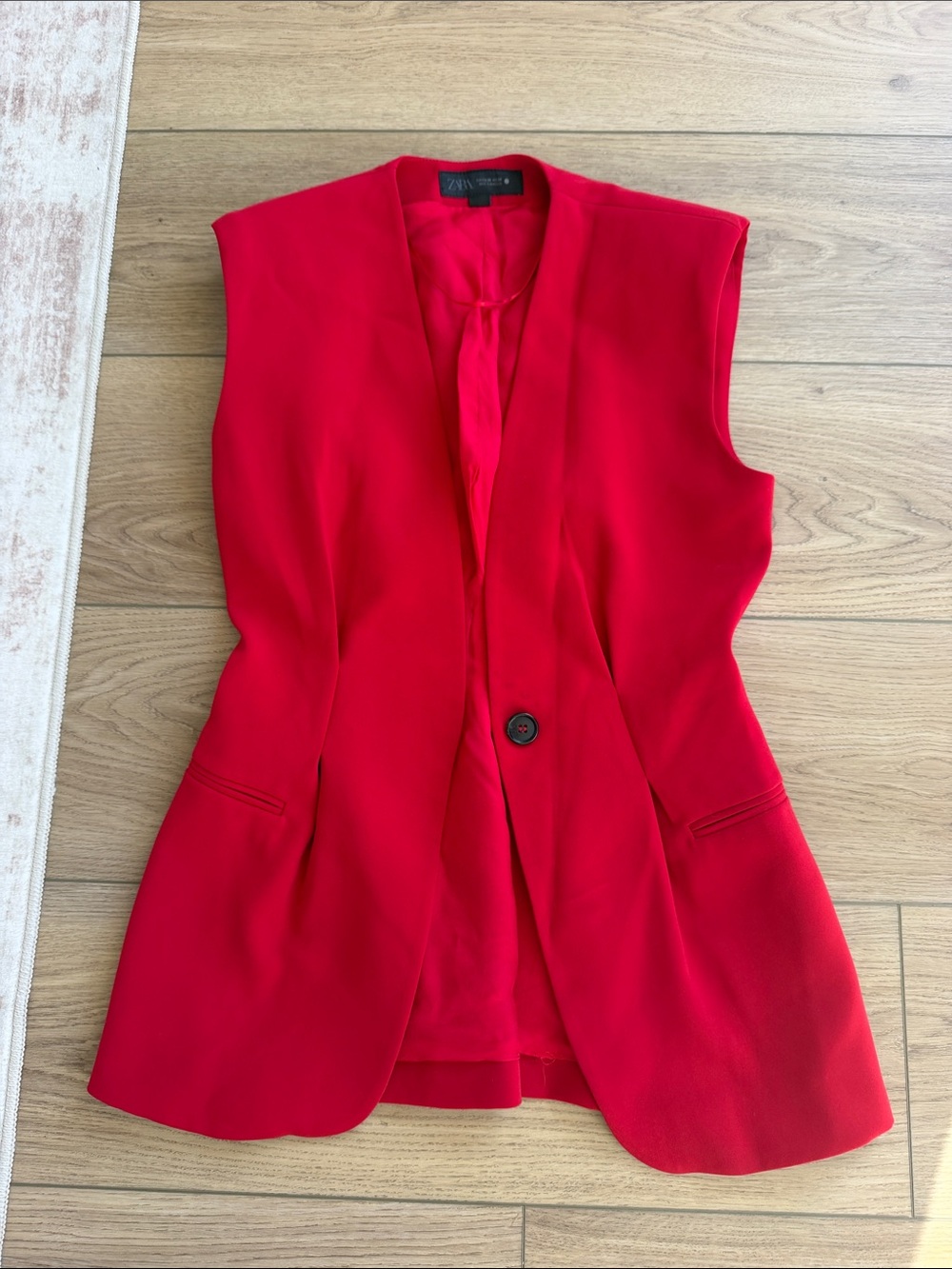 Zara Bright Red Sleeveless Blazer Vest
